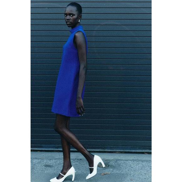 ZARA Women's ZW Collection Sleeveless Short Dress Size M In Bluish - Picture 4 of 14